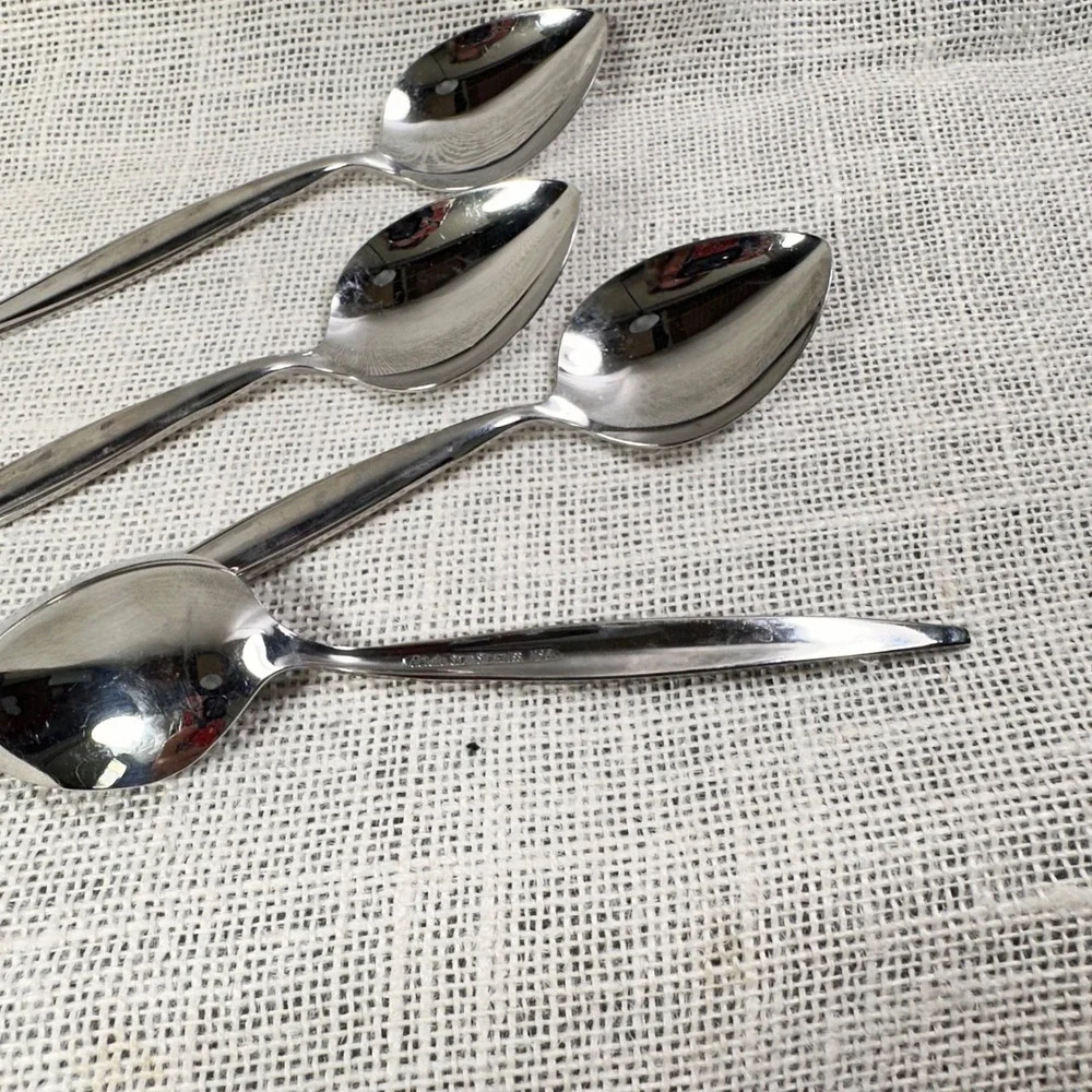 Ebbtide Estate Stainless Steel Soup Spoons Made in USA Set of 4 Vintage Flatware